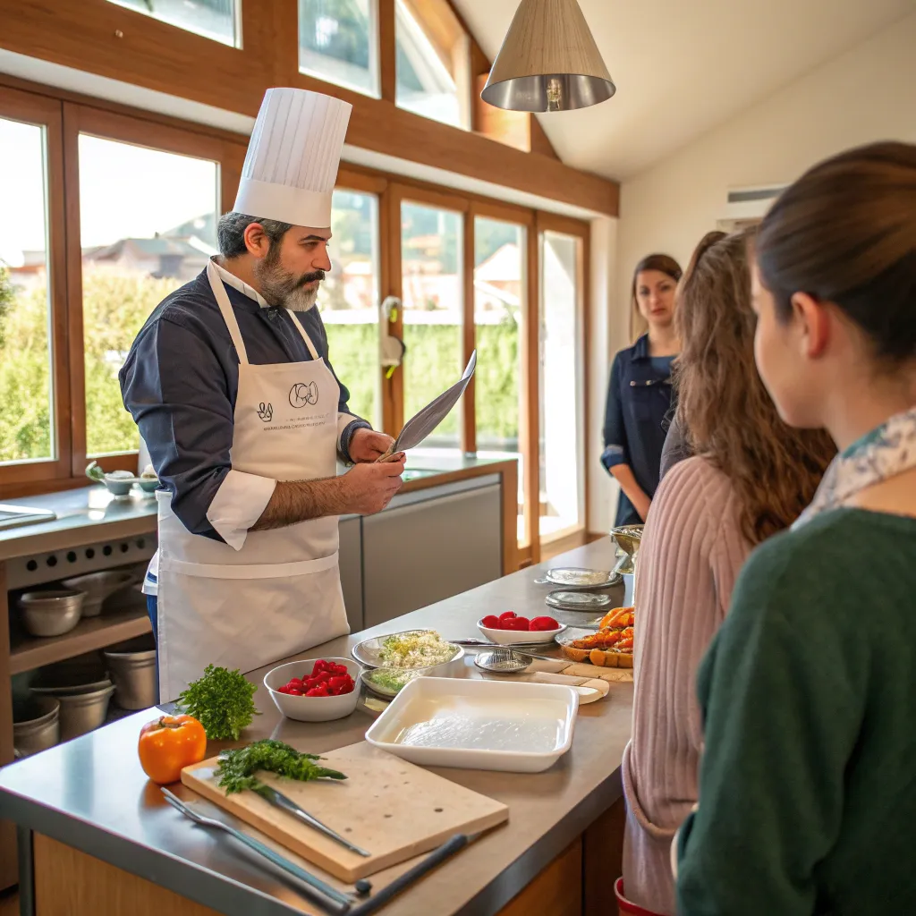 Chef conducting a cooking class at MERIVALOS